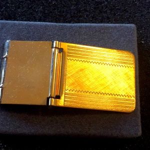 Vintage new old stock hold etched engrave-able hinged money clip 💴